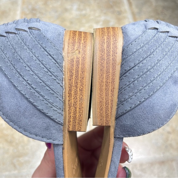 Quipd Buckle Gray Bohemian Western Southwestern Light Academia Wooden Flats 9 - Picture 9 of 13